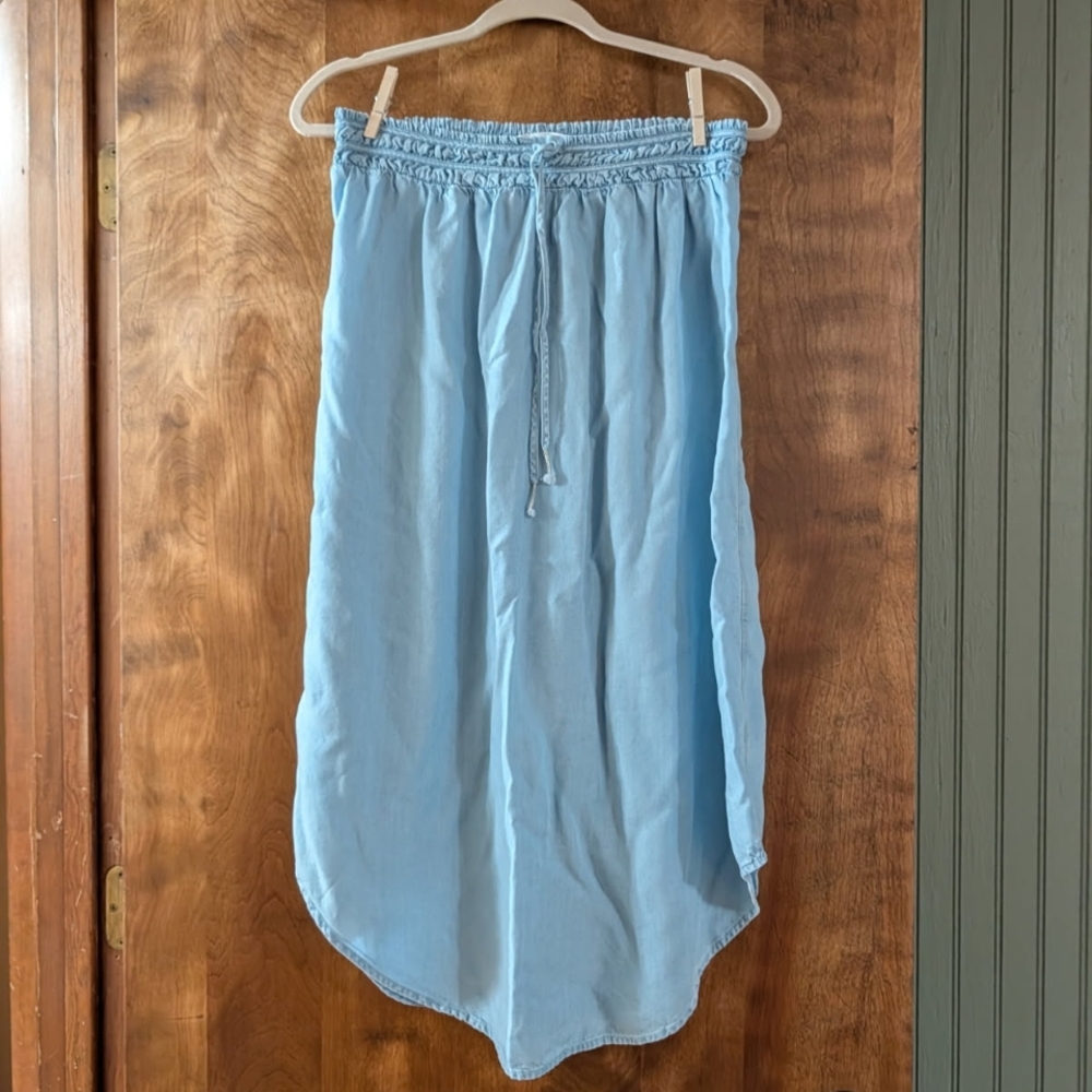 new directions Light Blue High-Low Drawstring Maxi Skirt